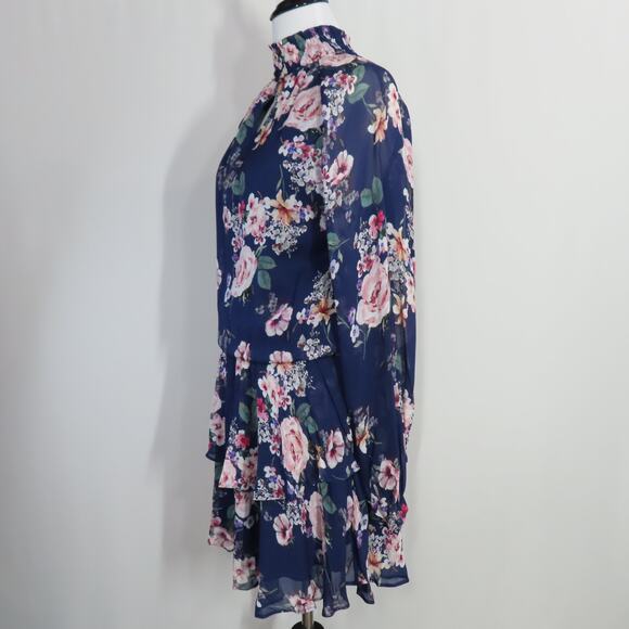 Yumi Kim Silkwood Navy Class Act Dress Long Sleeve Mock Neck Layered Size Small - Picture 3 of 8